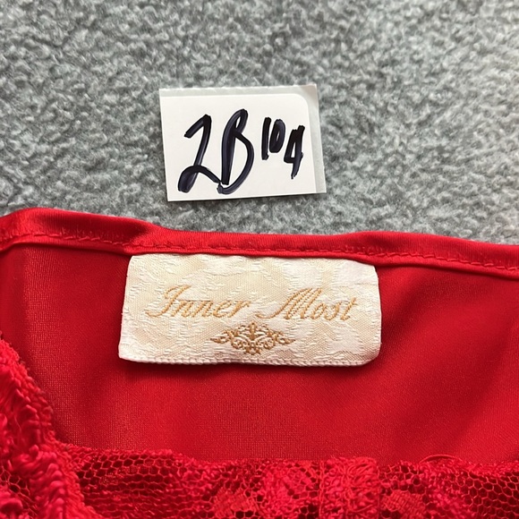 Vintage Y2K Silky Slip Dress Nightgown Small Red 90s Lace Sexy Grunge - Picture 3 of 9